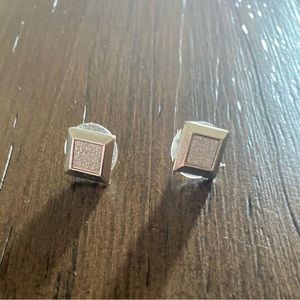 The limited silver sparkly square studs